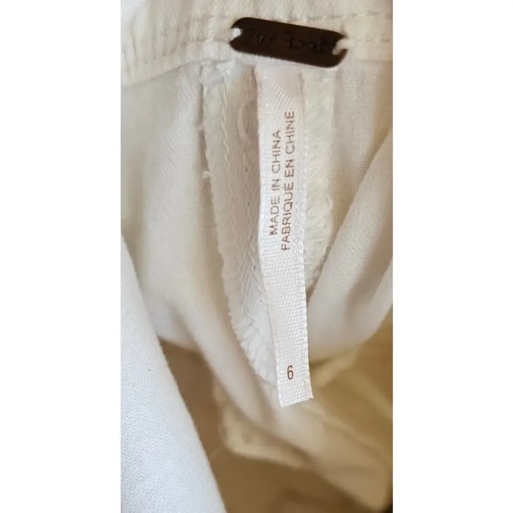 Free People Sun Valley Jumpsuit Overalls Wide Leg Ruffle Strap Ivory Womens Sz 6 - Picture 5 of 8